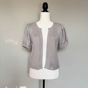 Line The Label Women's Size Medium Cardigan Gray Metallic Knit Office Chic